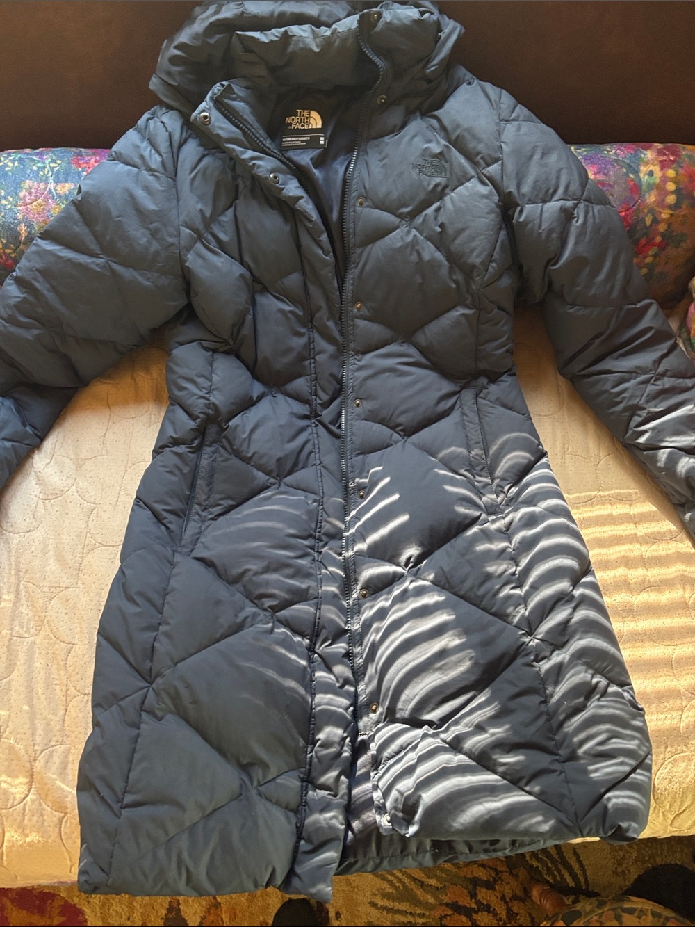 The North Face Women's Navy Quilted Long Puffer Coat